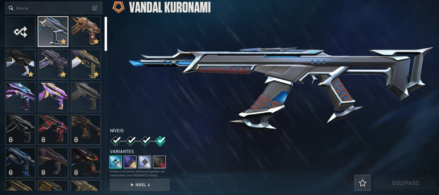CONTA VALORANT COM 5 SKINS DE VANDAL(KURONAMI) - 1 PHANTOM - 1 SHERIFF - 1 FACA