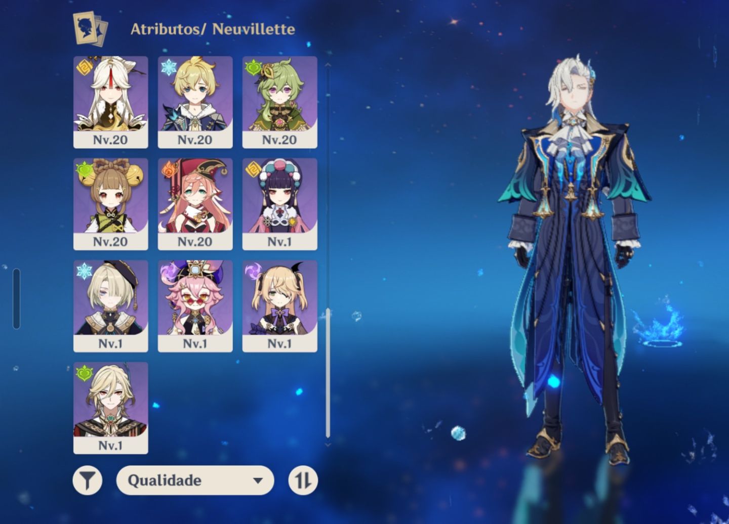 Conta genshin com 7 T5 neuvillette+ assinatura