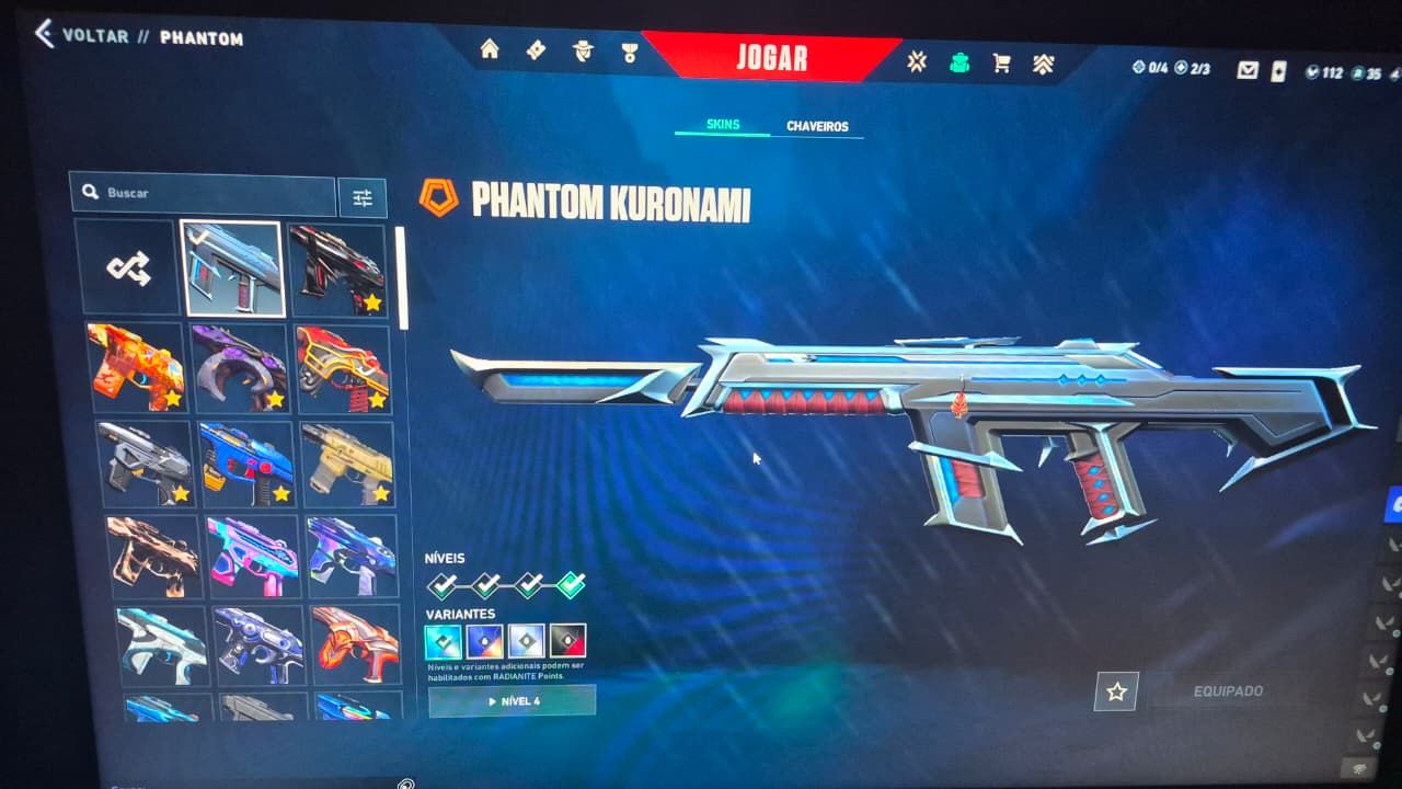 CONTA VALORANT EX ASCENDENTE NVEL 180 COM ALGUNS PACOTES E MAIS DE 50 SKINS
