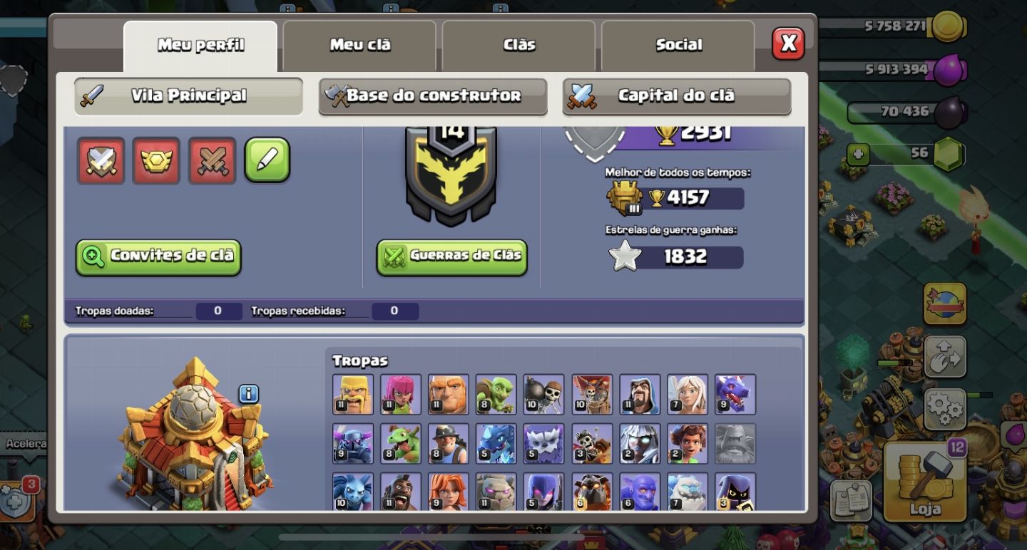 Conta clash of clans parei de jogar conta top