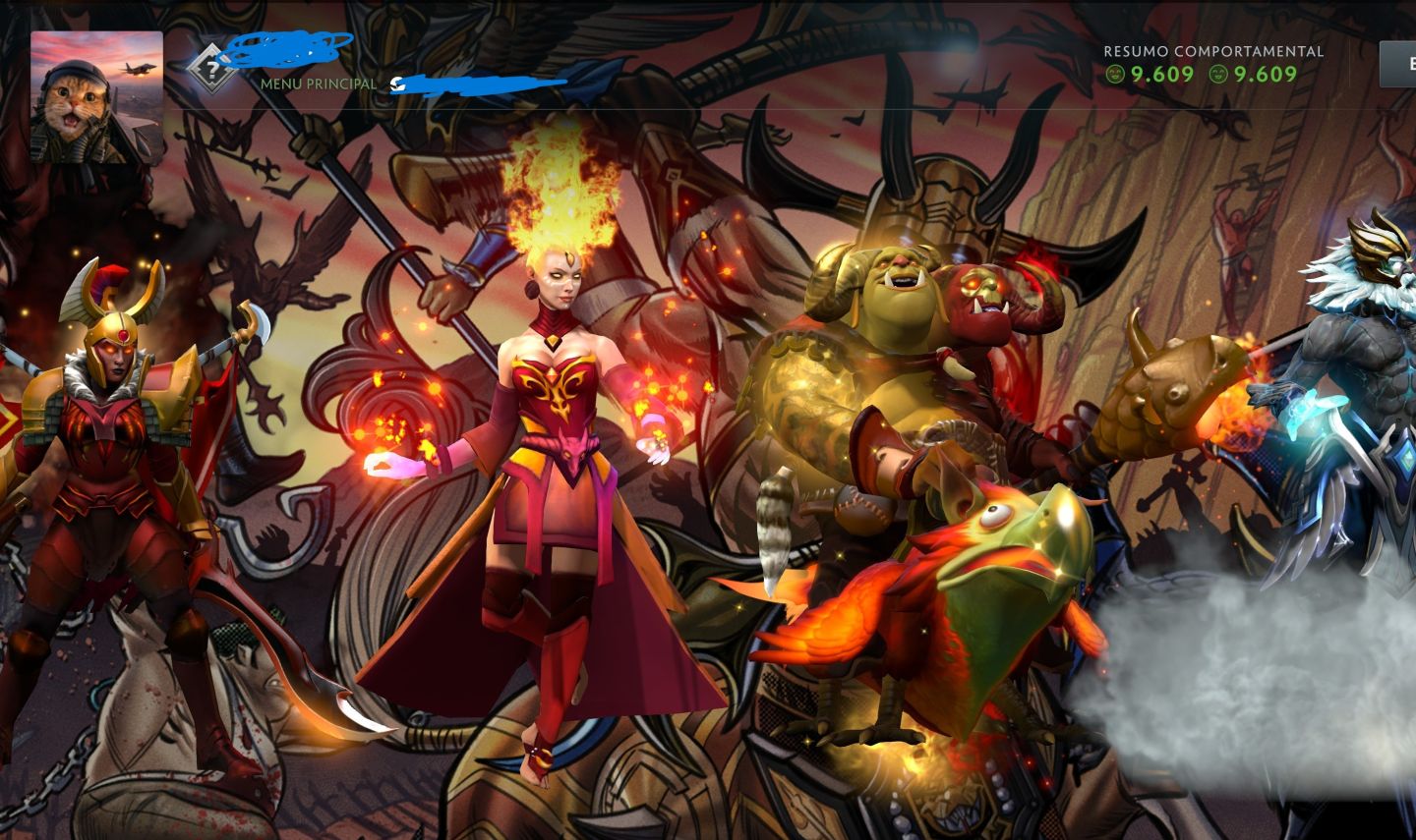 Conta Dota 2 com 4 Arcanas (Legion, Ogre, Zeus e Lina)