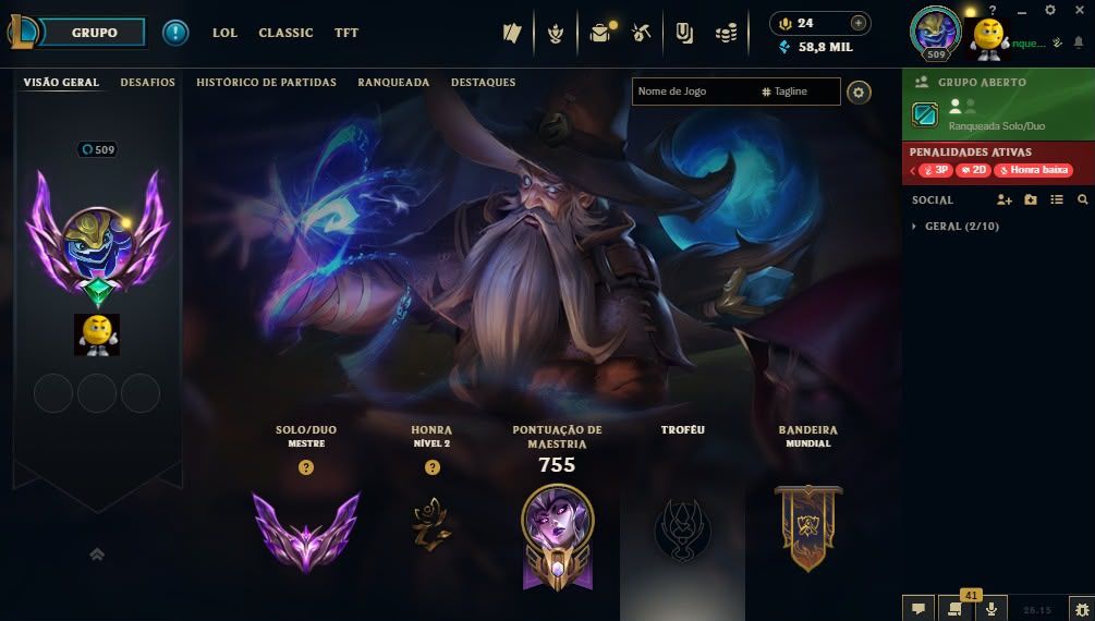 CONTA LEAGUE OS LEGENDS NIVEL 509 MESTRE