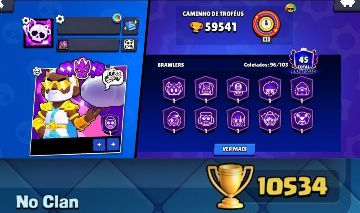 CONTA BRAWL STARS 59K TROFEUS + 317 SKINS / CONTA CLASH ROYALE 10K TROFEUS