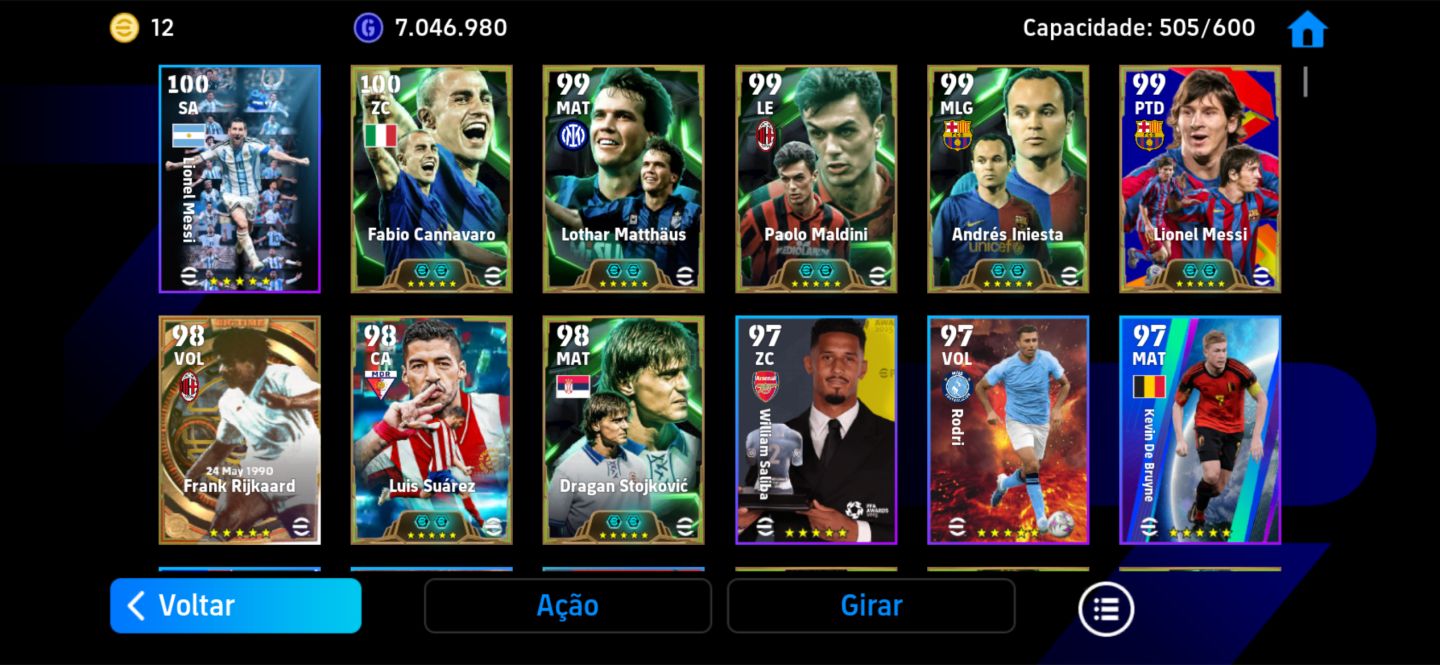 Conta Efootball Rara!! Messi do Pack, Forlan, Rijjkard, Iniesta e Mais..