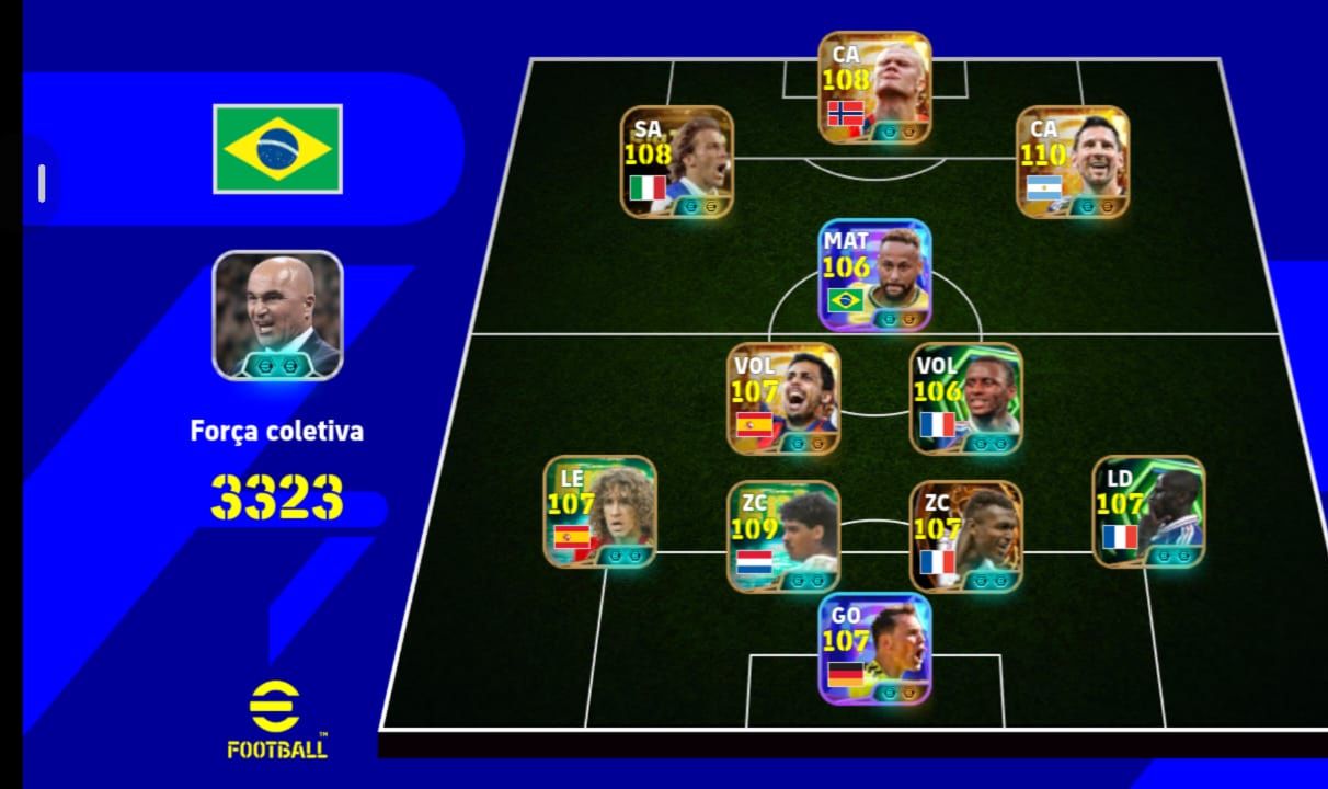 CONTA EFOOTBALL 3323 | HALLAND 108 | PIERO 108 BLITZ | MESSI 110 | NEY E ETC...