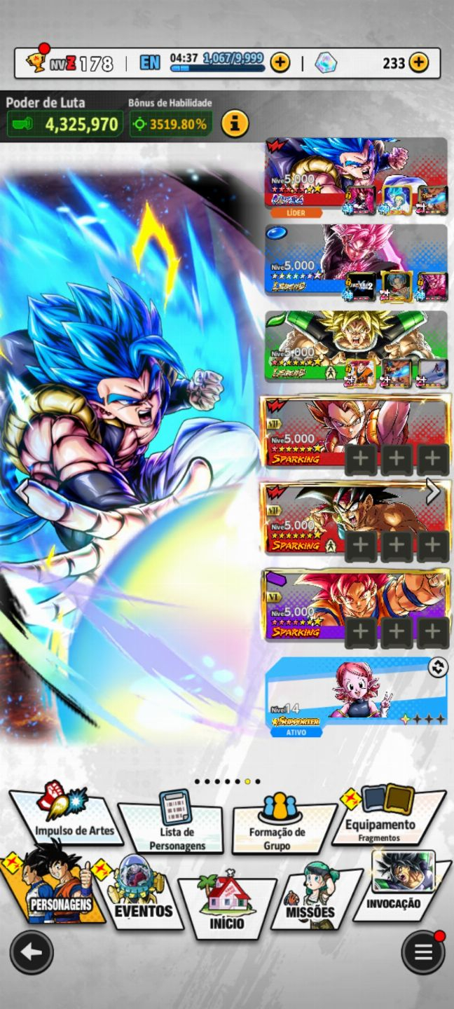 CONTA AVANÇADA COM O NOVO GOGETA ULTRA 12*, BROLY LR 8*, GOKU BLACK LR 14*