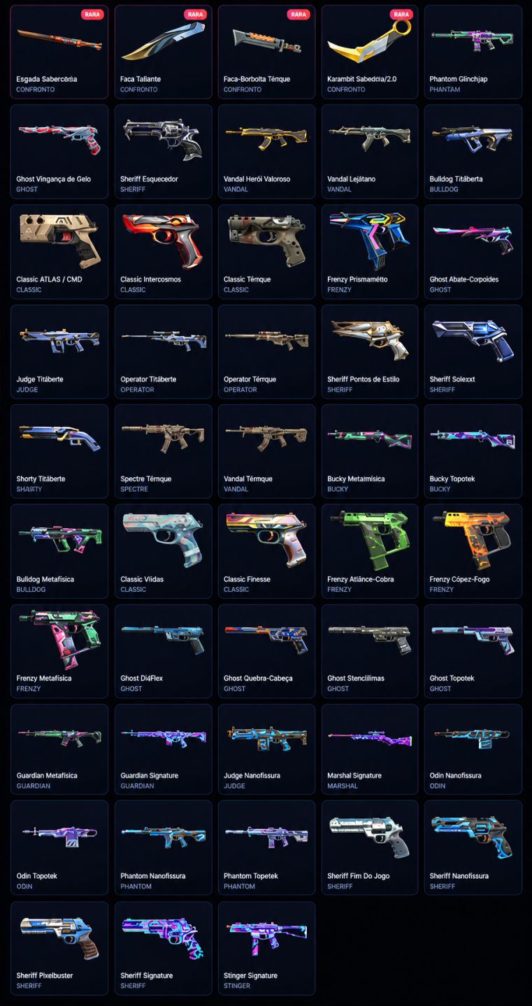 Conta Valorant - Elo Diamante - Full Acesso - 48 Skins - 4 Facas