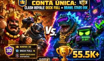COMBO ENDGAME: CLASH ROYALE DECK FULL 16 + BRAWL STARS 55K (320+ SKINS)DE GRAÇA