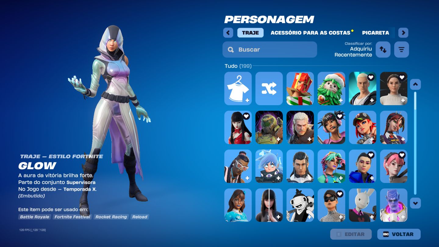 CONTA FORTNITE | 199 SKINS | TRAVIS SCOTT + IKONIK + GLOW