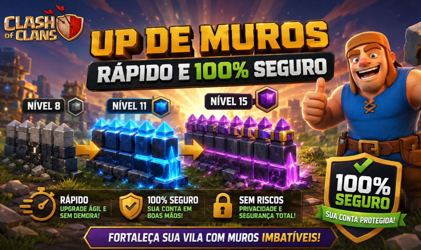PROMO | CLASH OF CLANS - UP DE MUROS E FARM RÁPIDO | SEGURO E BARATO NO BRASIL