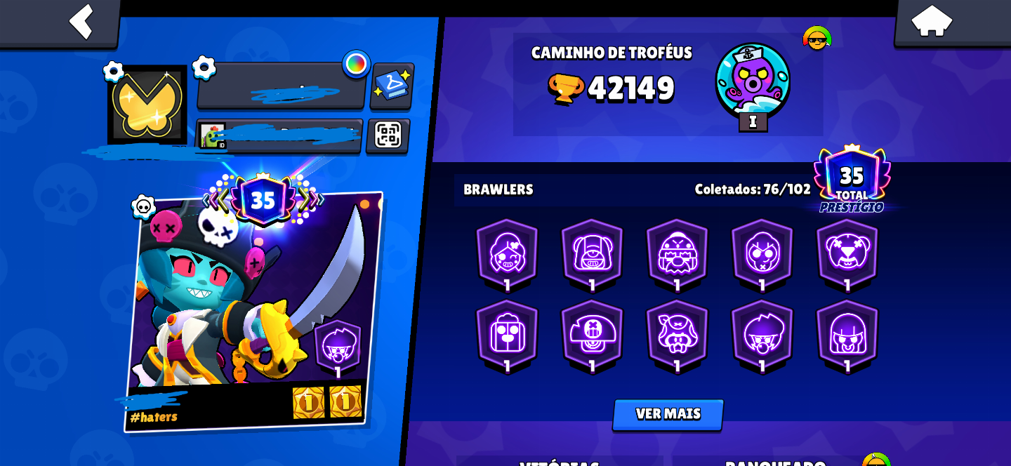 CONTA BRAWL STARS 42K TROFÉUS 35 Prestígios | 4 Skins Lendárias |