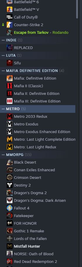 Conta Steam Completa | +150 Jogos | Tarkov, ARC Raiders, RDR2, BG3, Rust, DayZ +