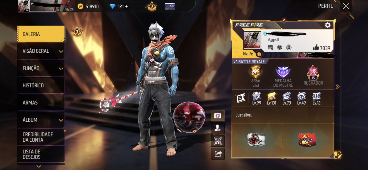 CONTA FREE FIRE PRIME 7 COM MUITAS PARCERIAS!!!!!!!
