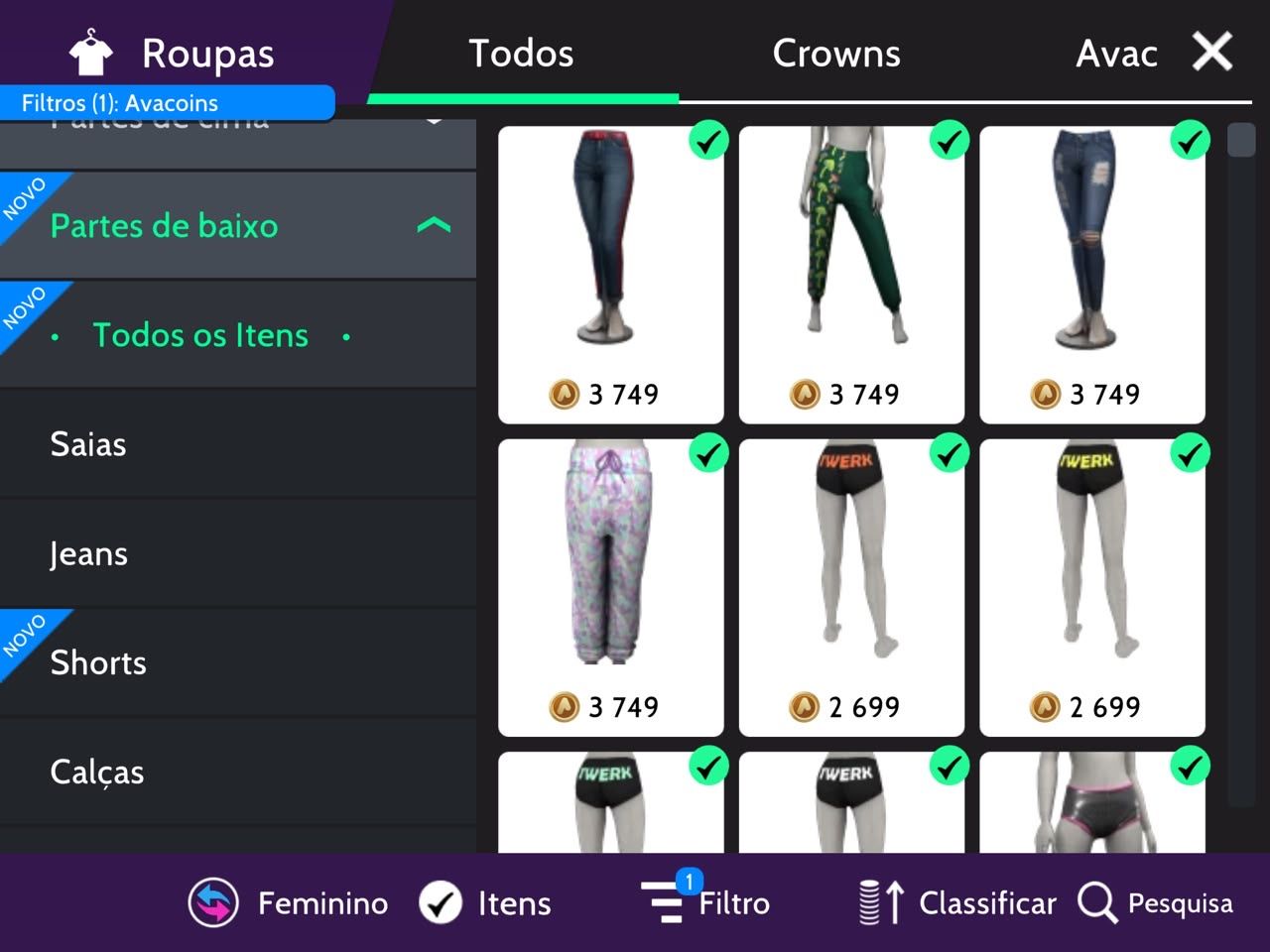 Conta avakin life lvl 43, 1490 roupas, 33k avacoins + asas e coroa