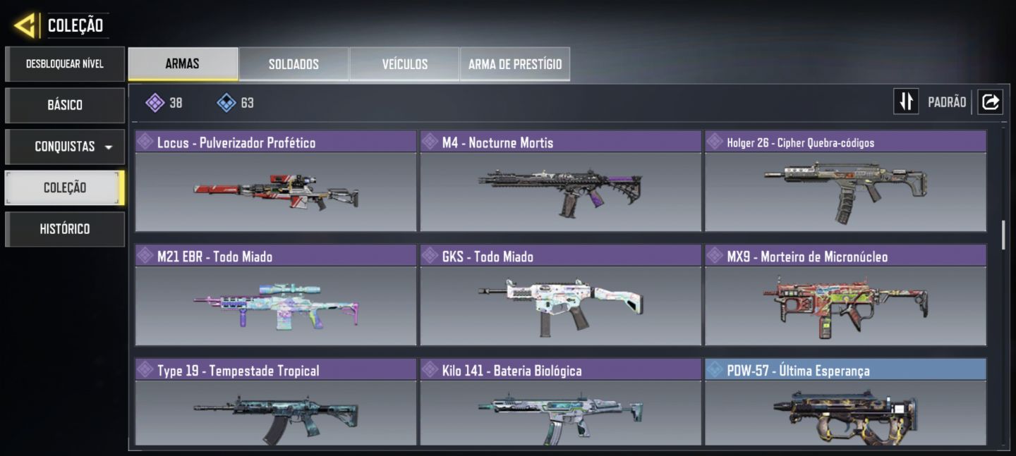 Conta cod mobile, nível 59
