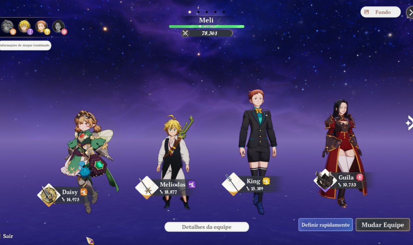 CONTA END GAME 7DS ORIGIN | +78K POWER PITY 60+ GARANTIDO