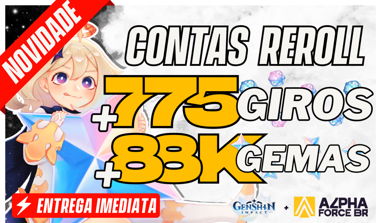 CONTAS REROLL GENSHIN IMPACT - MAIS DE 88.000 GEMAS ESSENCIAIS! [ENVIO IMEDIATO]