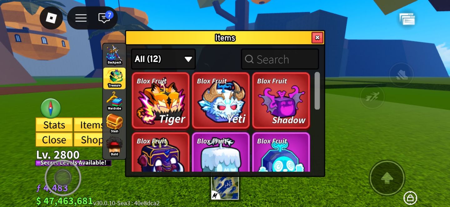 CONTA BLOXFRUIT 4 MÍTICAS (TIGER +3 MÍTICAS)