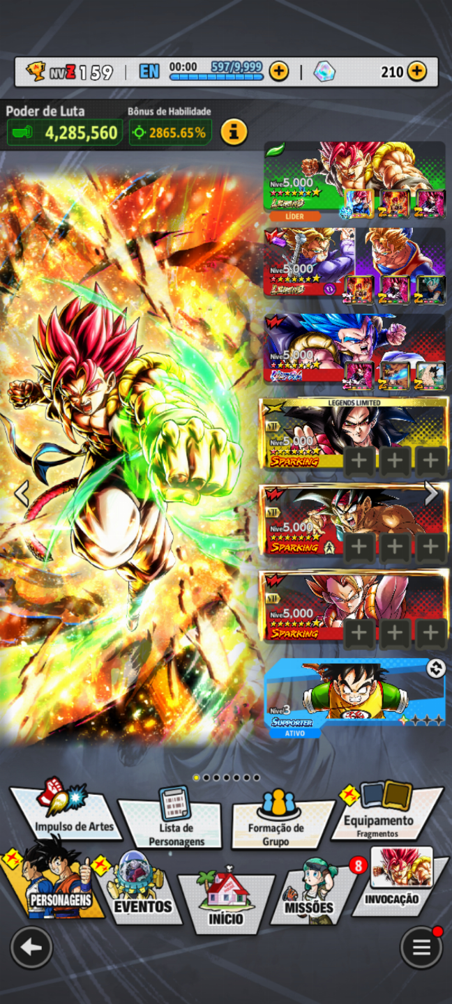 CONTA DE DRAGON BALL LEGENDS COM NOVOS PERSONAGENS DO 8 ANIVERSÁRIO
