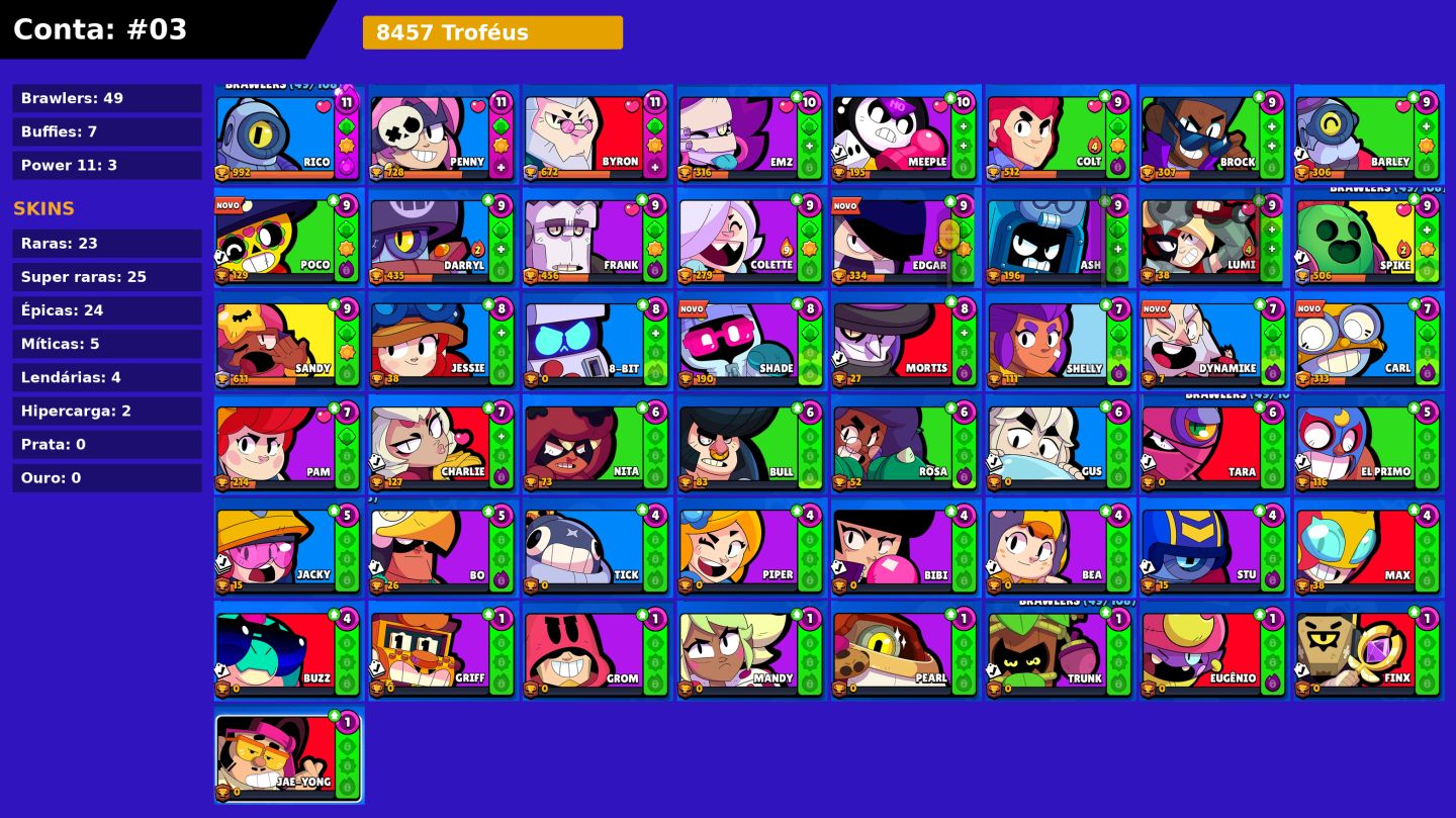 Contas Brawl Stars ( Contas raras com Shelly Estelar)