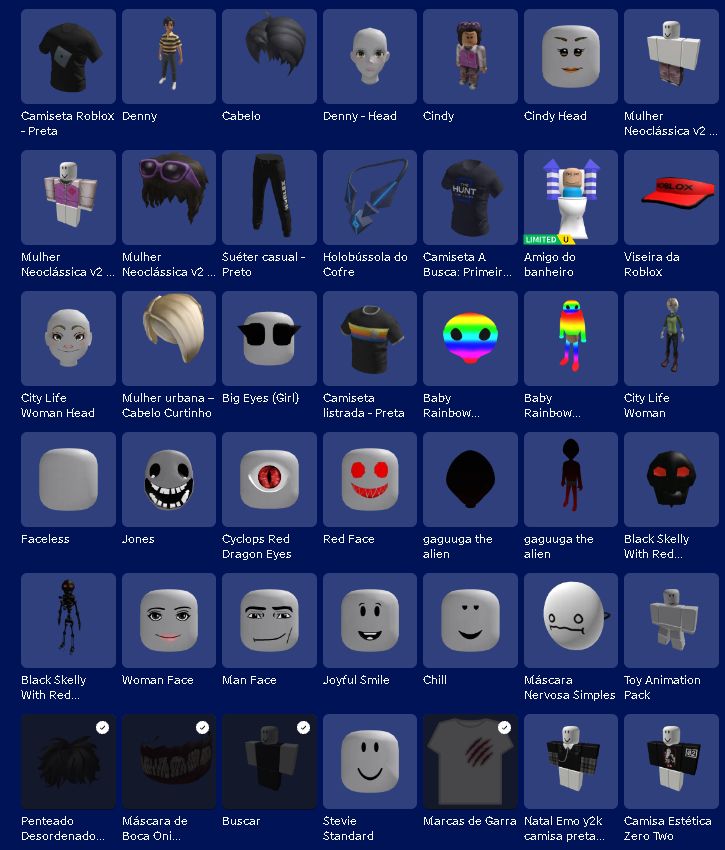 CONTA COM 4.722 ROBUX GASTOS NO INVENTÁRIO, ROUPAS E ETC... 175 ROBUX NA CONTA