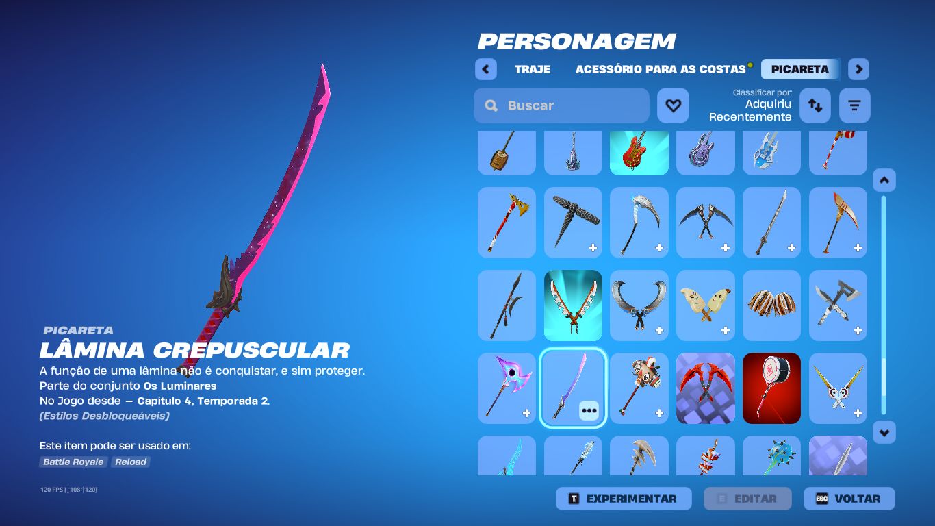 Conta de fortnite com 122 skins, 100 picaretas e atualmente com o clube ativado.