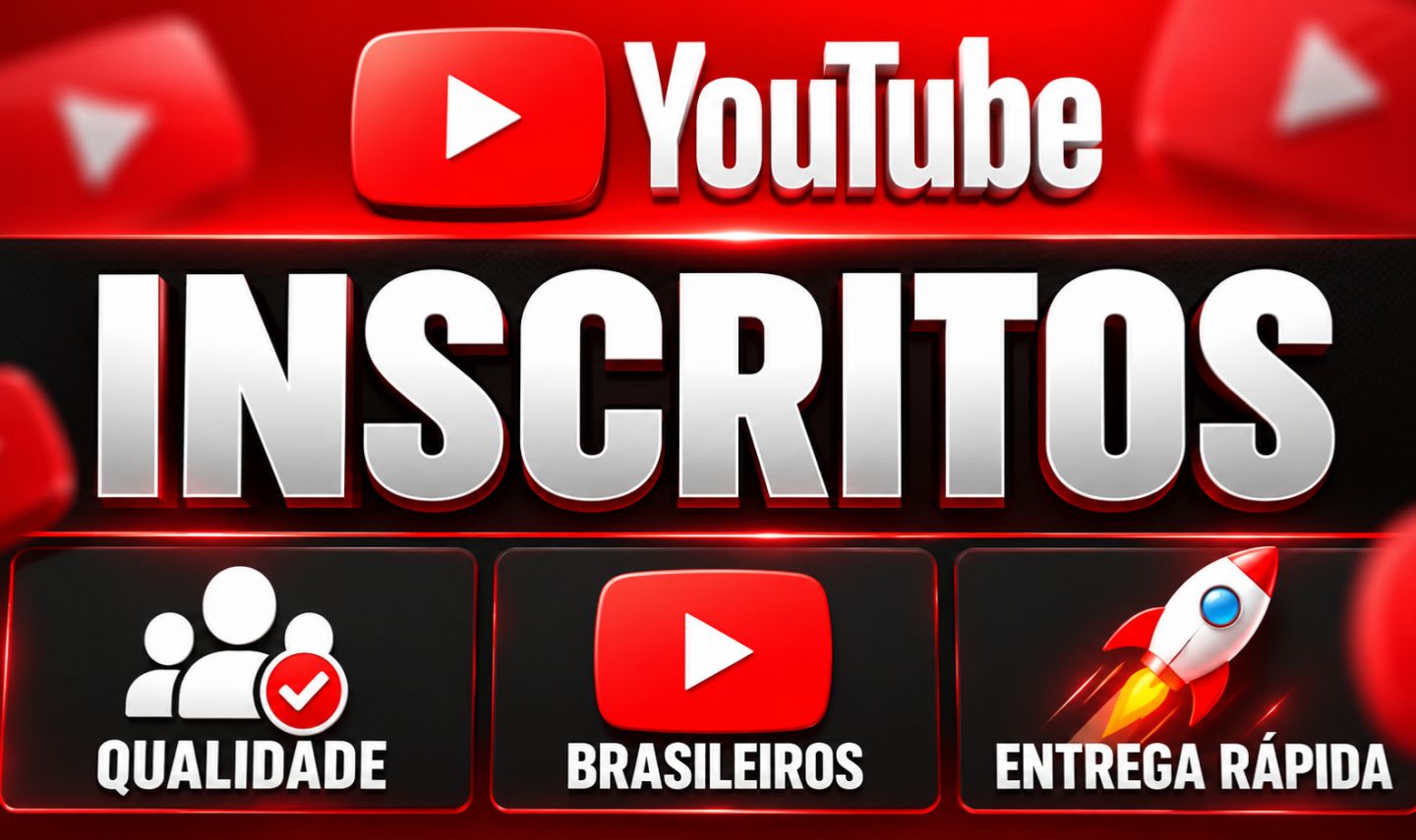 YouTube Inscritos, Visualizações e Likes Brasileiros | Garantia de 30 Dias
