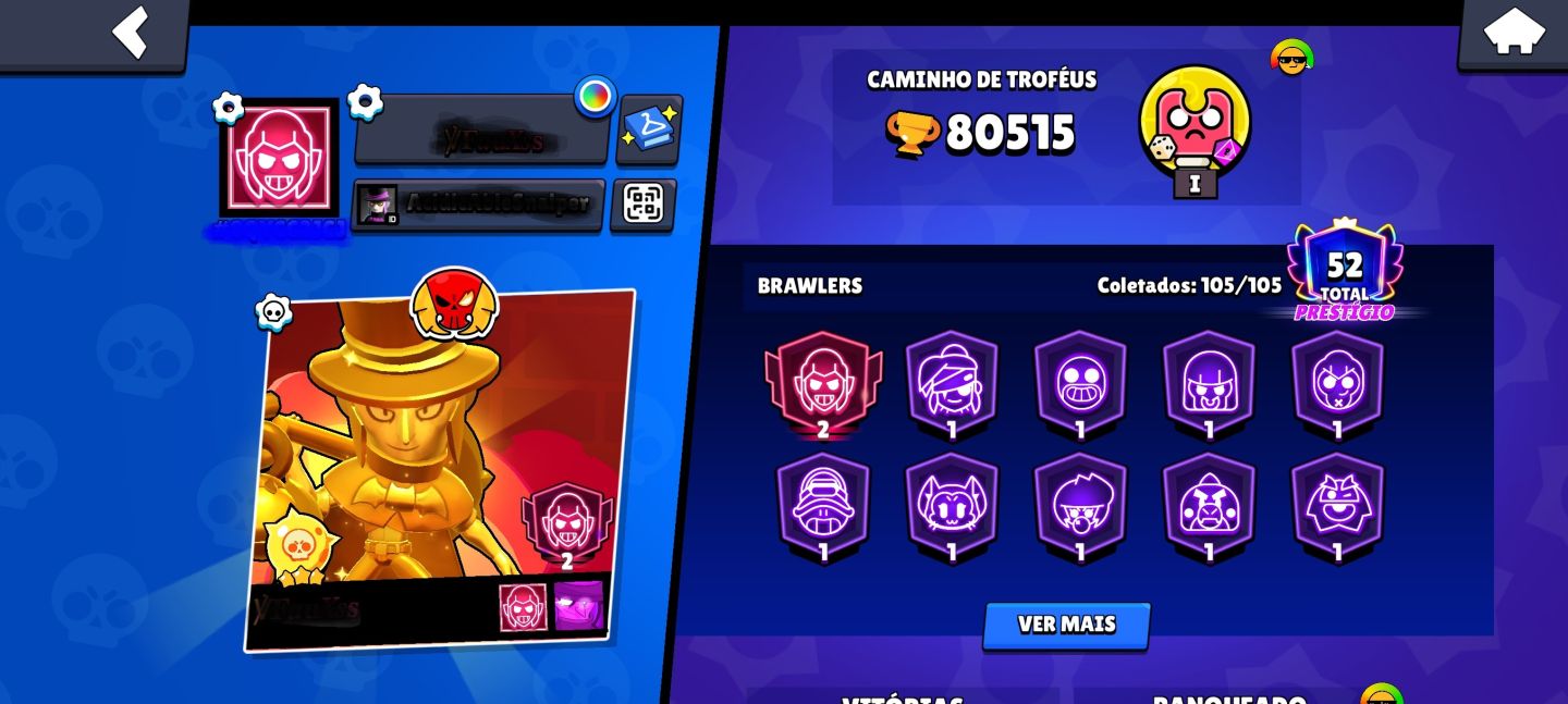 CONTA DE BRAWL STARS MUITO RARA, QUASE FULL, COM SKINS EXCLUSIVAS