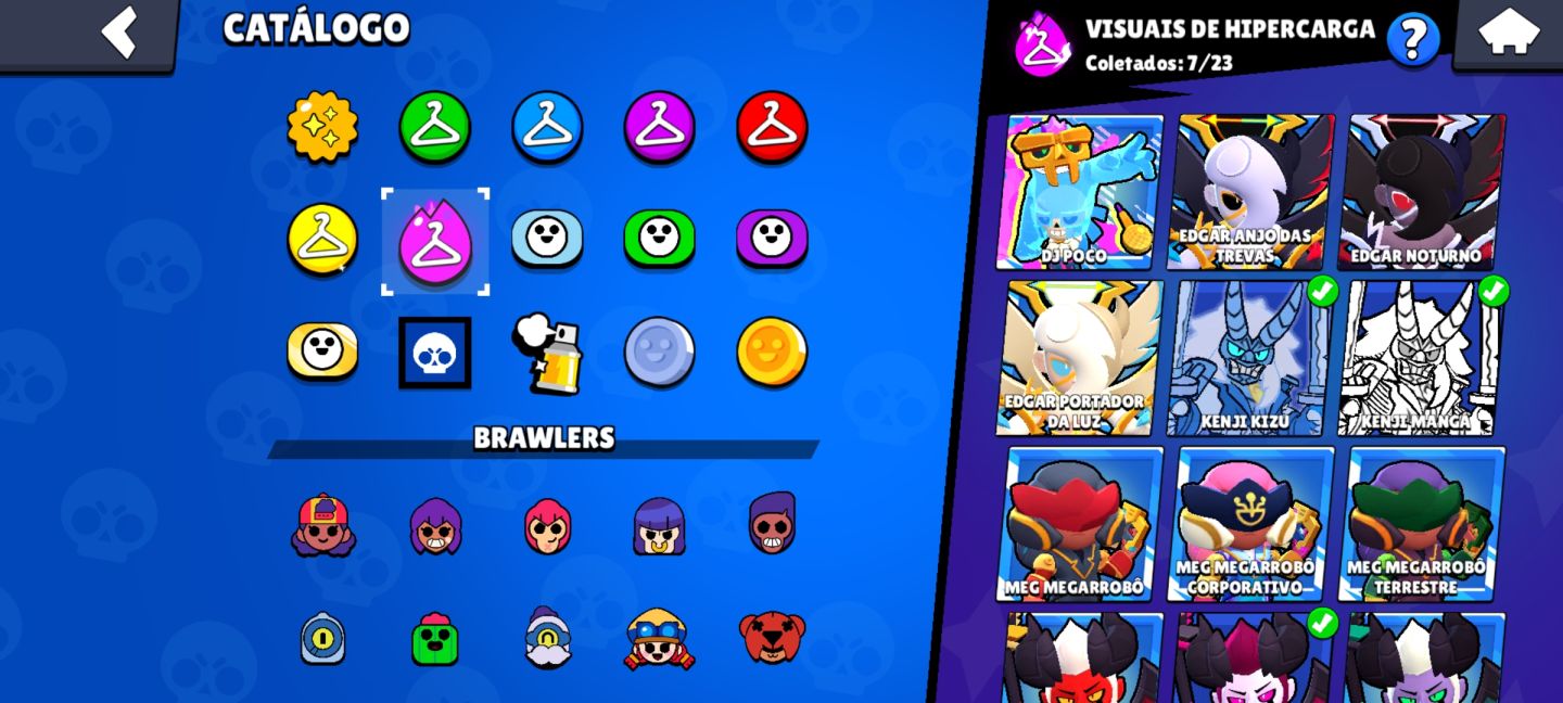 Conta de brawl de 2020,todos os brawlers,skins de hyper,brawlers quase 3k
