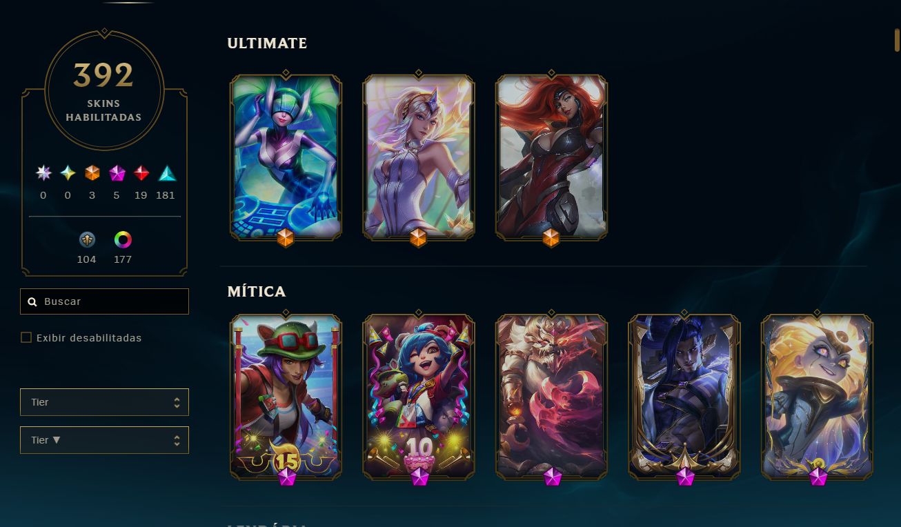 CONTA LOL - 392 SKINS - LVL 1005 | EMAIL ÚNICO