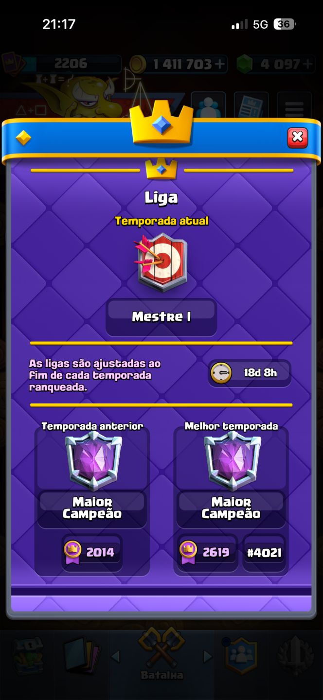 CONTA DE CLASH ROYALE COM EMBLEMA DE TOP GLOBLAL E 40 EVOS