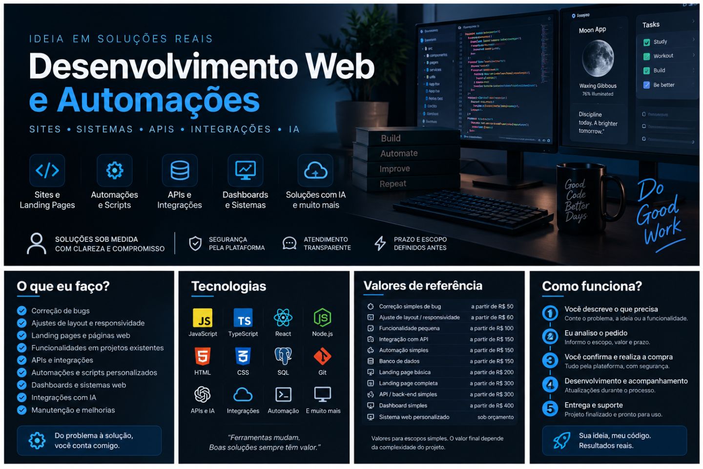 Desenvolvimento Web, Automação e APIs | Sites, Bugs e Sistemas
