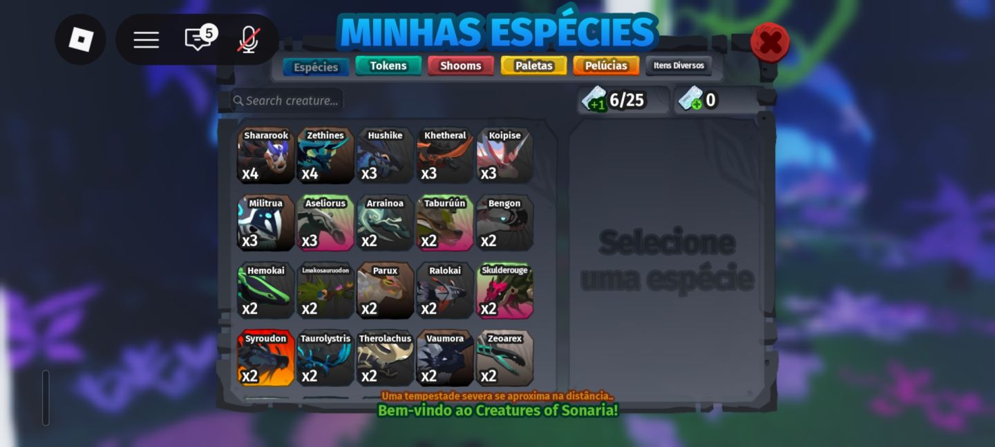 Criaturas, tokens, paletas, etc creatures of sonaria