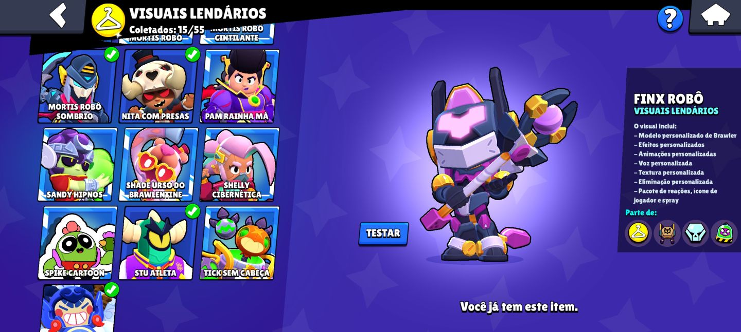Possui todos os brawlers, mais de 265 skins, 30 brawlers full, Full acesso!!