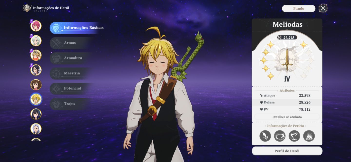 Conta forte com merlin p7 e meliodas p7 vários outros
