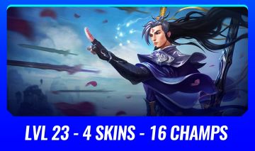( LVL 23 YI ESPADA ETERNA ) 4 SKINS + 16 CHAMPS ( SERVER BR - SEM ELO )