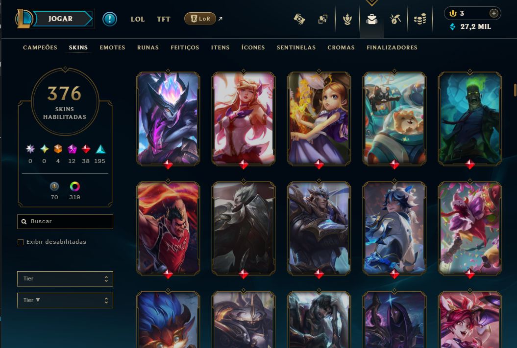 CONTA LEAGUE OF LEGENDS FULL ACESSO- 376 SKINS - LEVEL 704 INCLUINDO SKINS VAVA