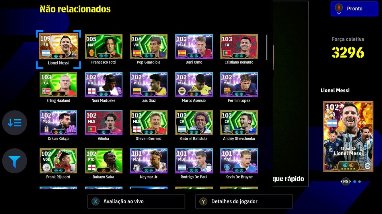 CONTA EFOOTBAL STEAM 3296 OVERAL, META 2027