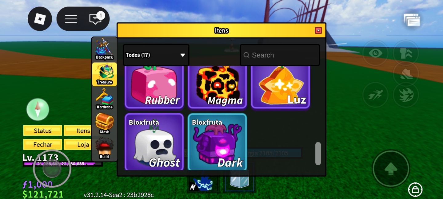 CONTA BLOX FRUITS LV 1173 (SEA 2) + VENOM, CONTROL, BUDDHA, RUMBLE, BLIZZARD