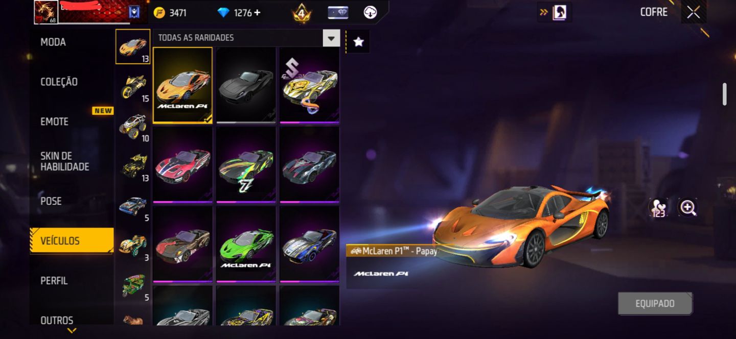 CONTA FREE FIRE NÍVEL 68 | 1.276 DIAMANTES | 400 CAMISAS | LOGIN VK + EMAIL