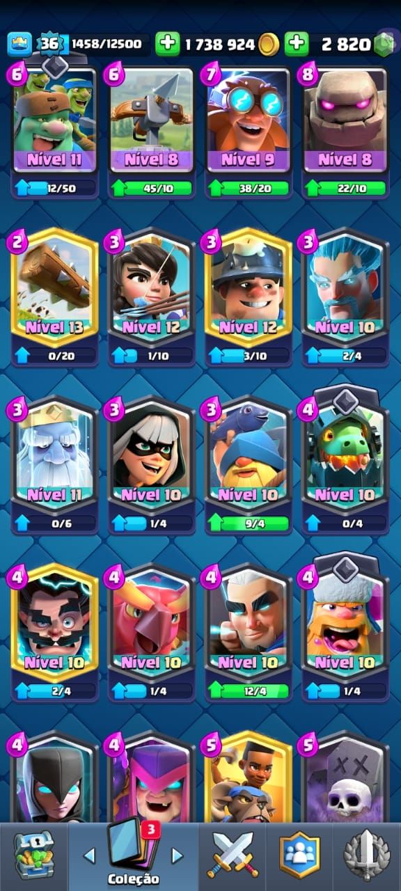 CONTA DE CLASH ROYALE LEVEL 36 COM 2K800DE GEMA E MUITAS EVOLUÇÕES!!!