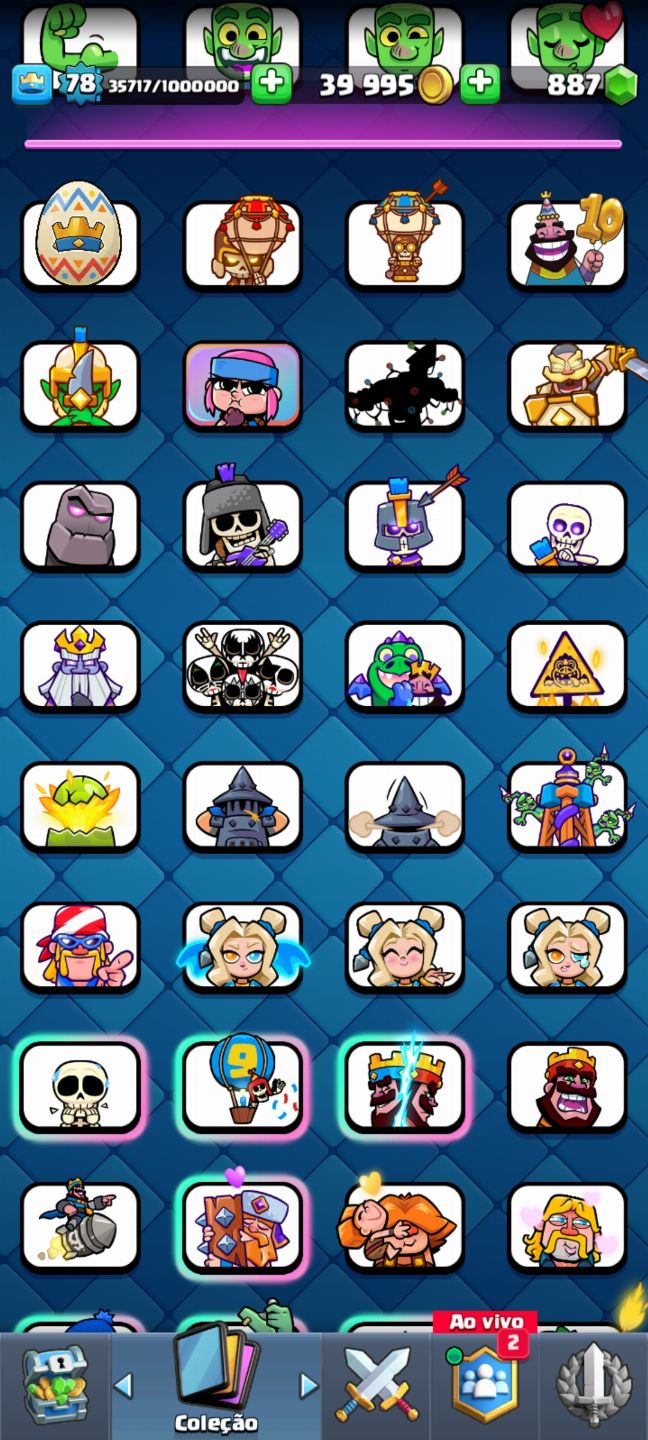 Conta Clash 10Anos Niv 80|25 EVOS|18 Emotes Lend|Vet de Guerra 388K|+5K 3 Coroas