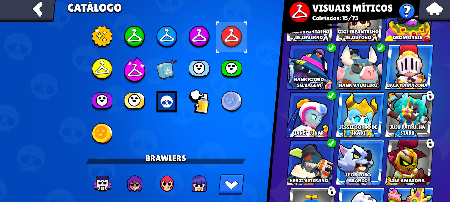 Continha top Brawl Stars - Várias skins, 60 Brawlers e 5mil troféus