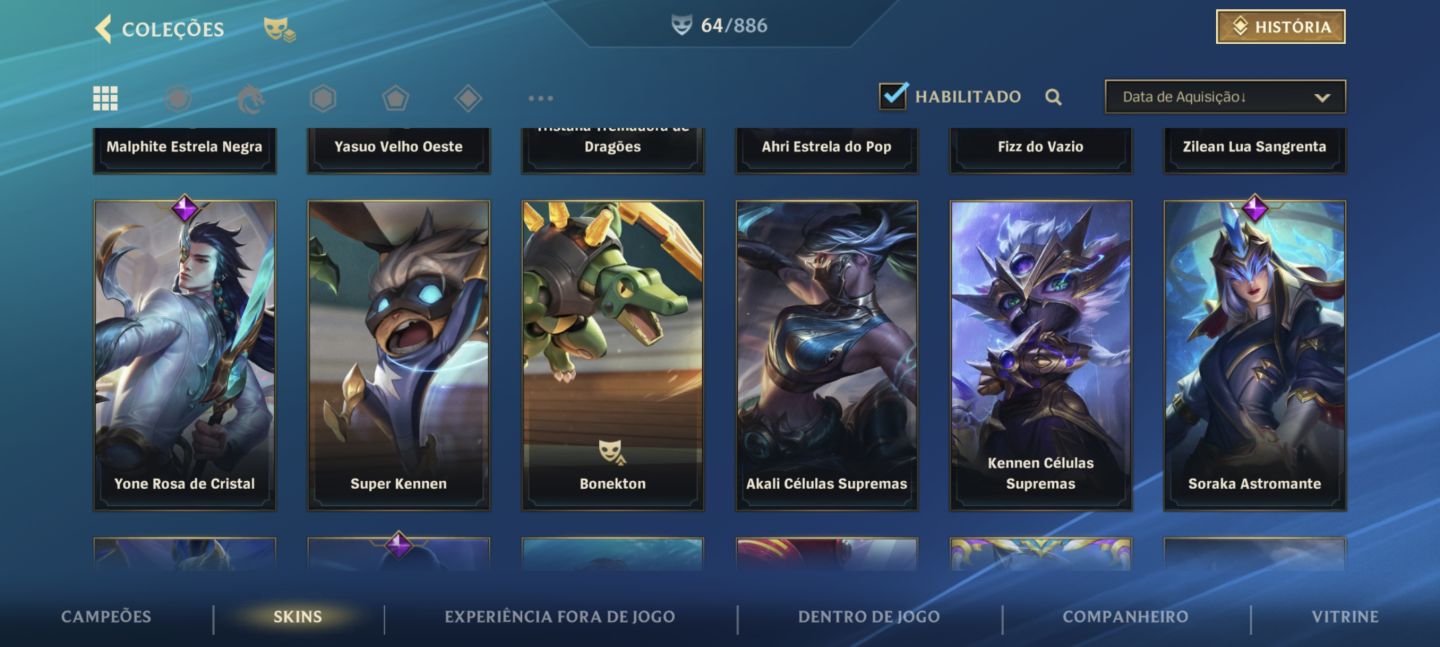 Conta de WildRift 64 skins preço mais baixo