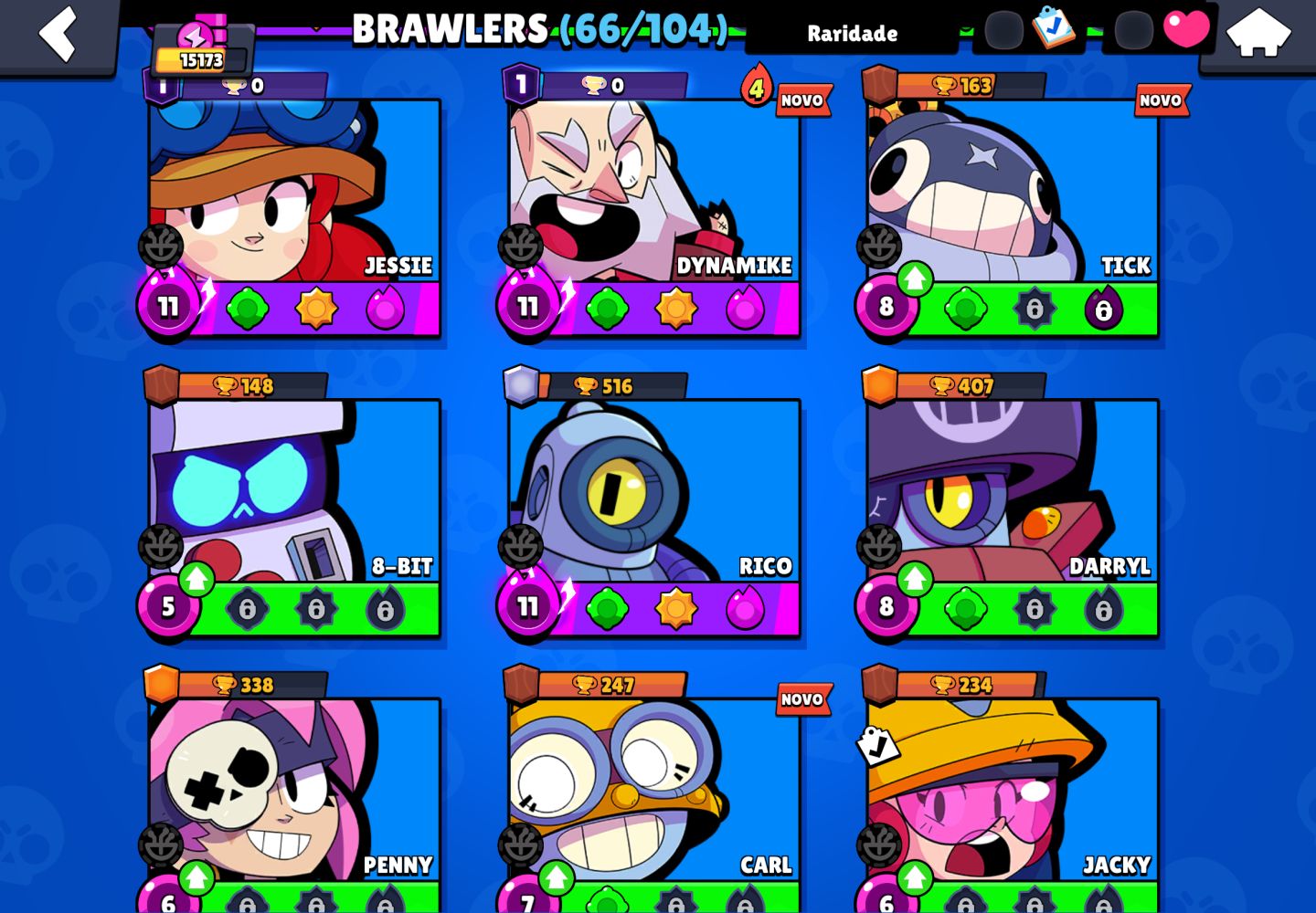 CONTA BRAWL STARS COM PASSE DA TEMPORADA 5 15K 65 SKINS