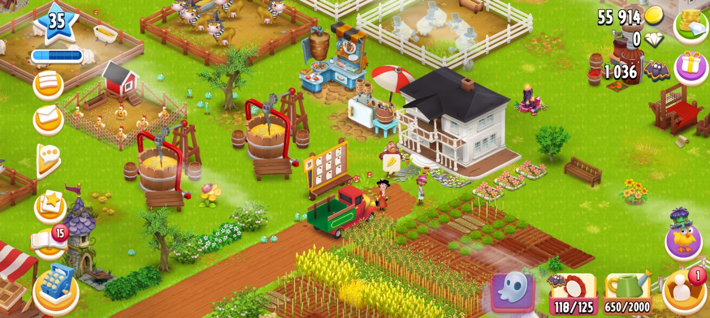Fazenda Hay Day Lvl 35 - Pronta para Jogar com 55.000 Ouro e Recursos!
