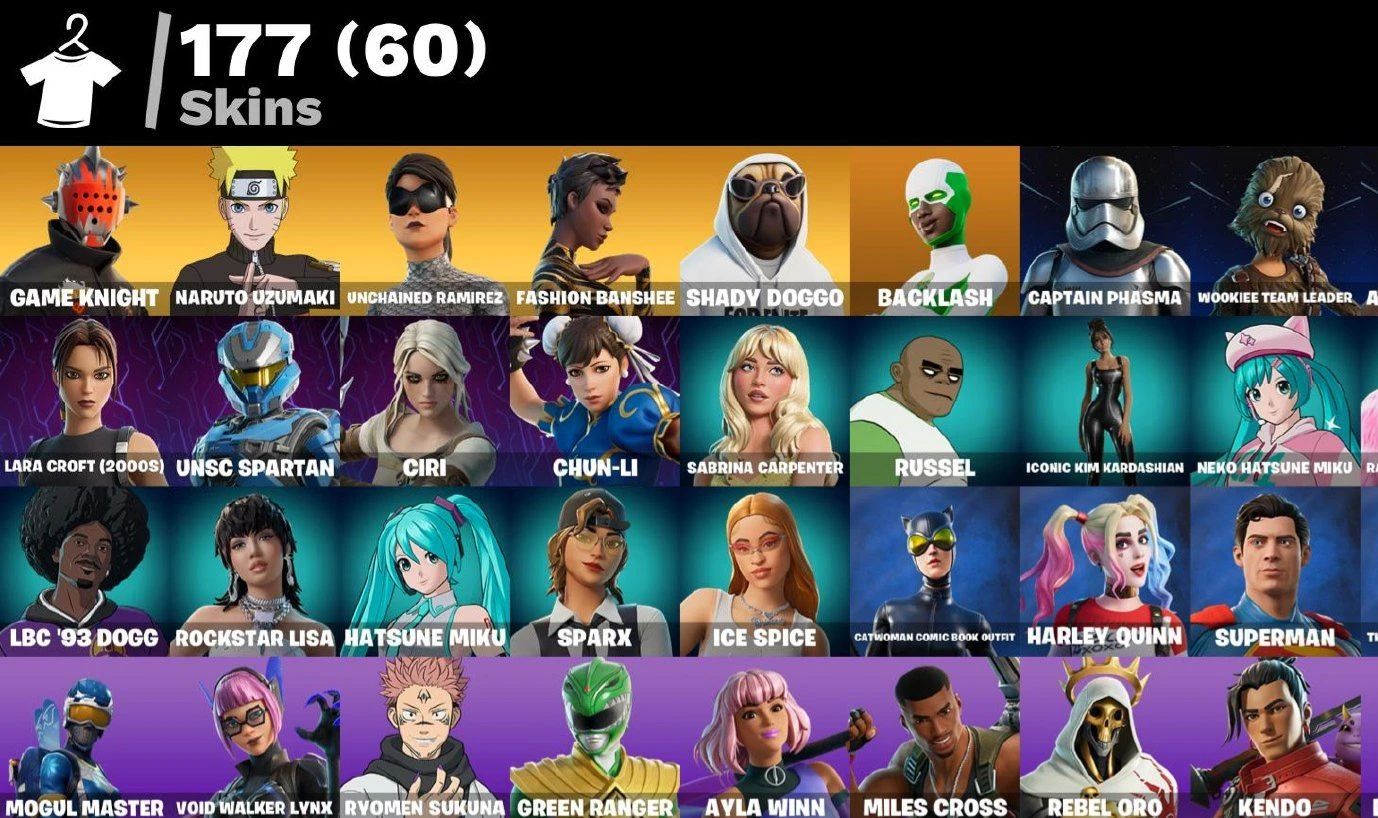 177 skins, - Sparkle DIva/Ice Breaker + conta na epic com red dead redemption 2