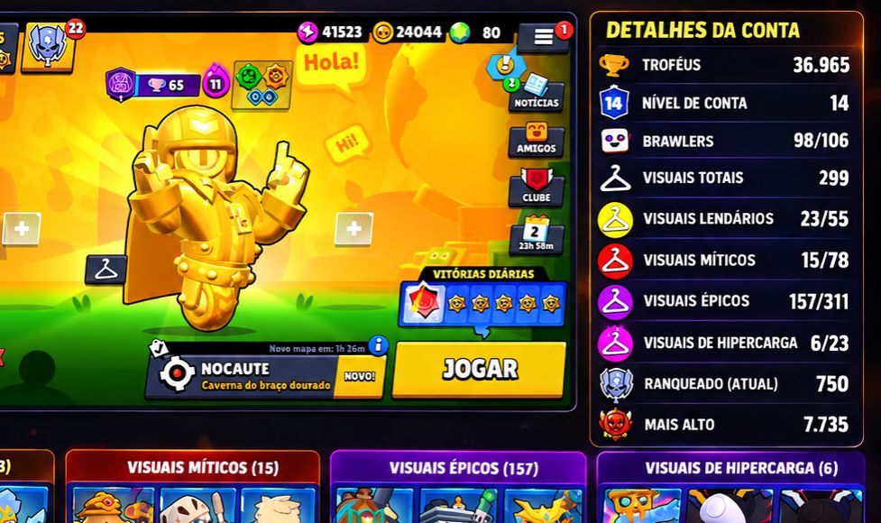 Conta de braw Stars 36k de troféu 98 brawlers