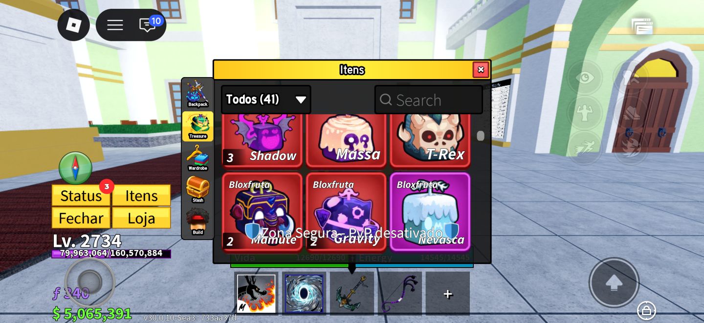 Conta de Blox fruits Com vários gamepass e skins raras