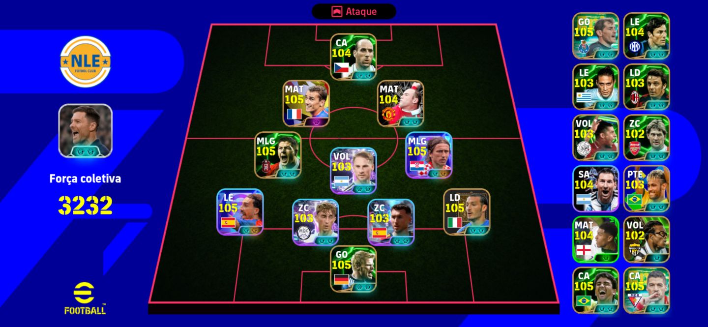 CONTA eFootball 3232 FORÇA COLETIVA | ELENCO 105+ | MUITOS ESPECIAIS